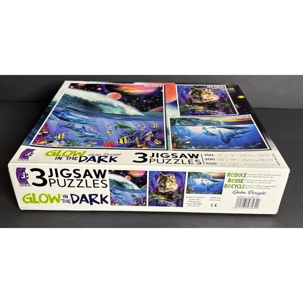 Ceaco Puzzles John Enright Glow In The Dark 3 Pack Puzzle 100 300 500 Pieces NEW